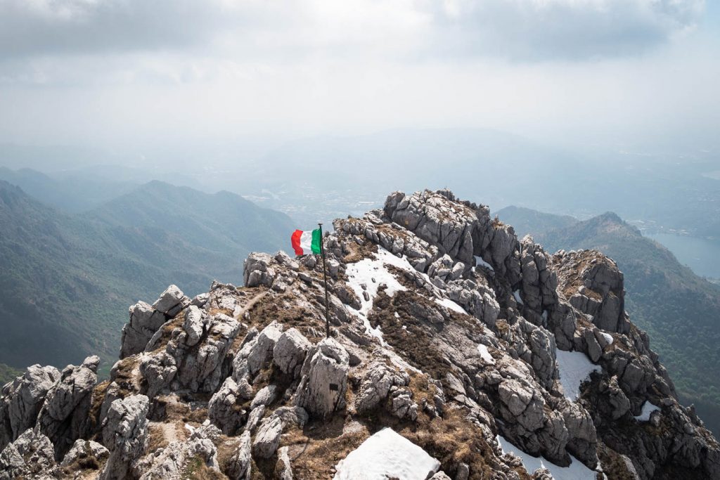 flag of italy on mountain