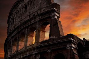 rome colosseum in golden hour