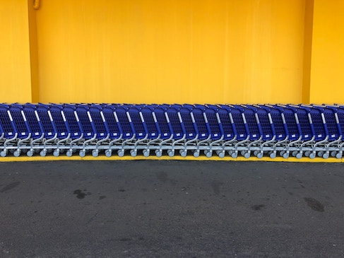 stack of walmart shopping trollies