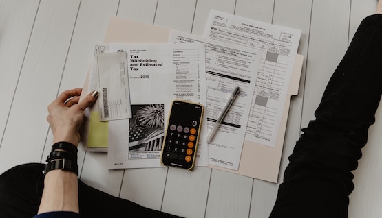 person prepping tax files