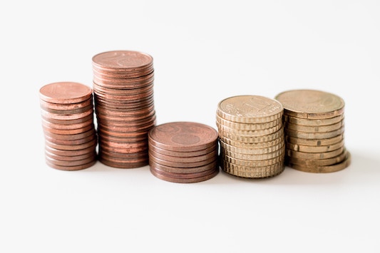 stacked german euro coins