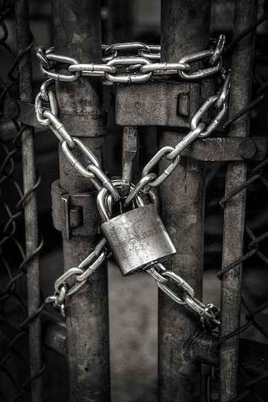 lock and chain on gate