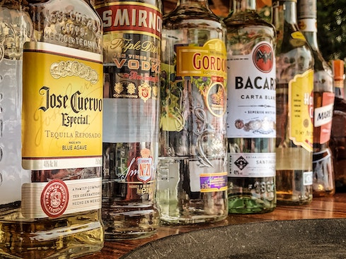 bottles of liquor on shelf