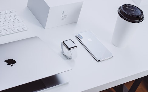 apple products on white table